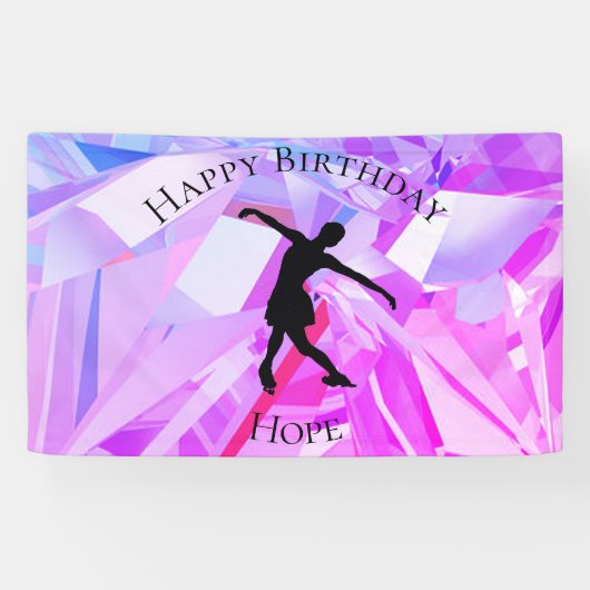 Kunstschaatsen Happy Birthday Banner (Horizontaal)