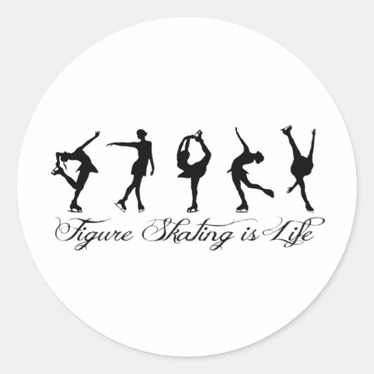 Kunstschaatsen is het leven - Script & Skaters Ronde Sticker (Voorkant)