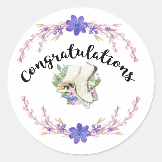 Kunstschaatsen Sticker Gefeliciteerd (Voorkant)