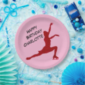 Kunstschaatsen Verjaardag Roze / Rode Partij Borde Papieren Bordje (Feest)