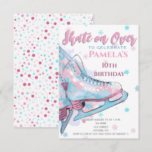 Kunstschaatsen Verjaardagsfeestuitnodiging Kaart