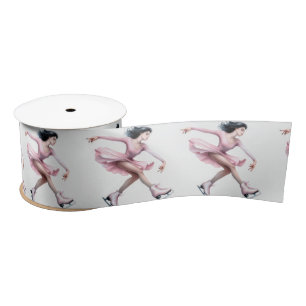 Kunstschaatser met roze Schaatsen Lint