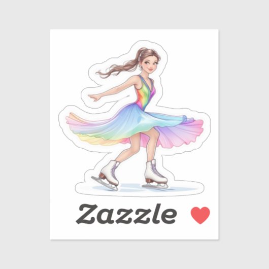 Kunstschaatser Sticker Kleurrijke Regenboog Gift (Vel)