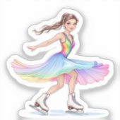 Kunstschaatser Sticker Kleurrijke Regenboog Gift (Voorkant)