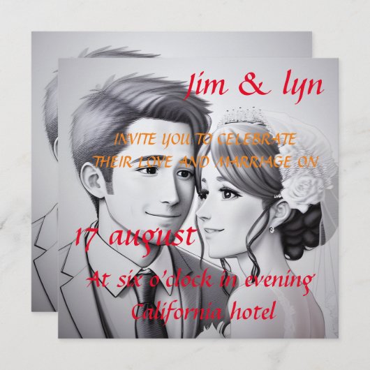 Kunstschets Bruiloft Uitnodiging (Voorkant / Achterkant)