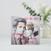 Kunstschets Bruiloft Uitnodiging (Staand voorkant)