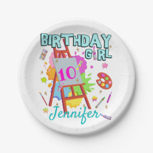 Kunstschilder schilderende platter Birthday Girl M Papieren Bordje
