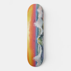 Kunstschilder van zee Sunset Waves Skateboard