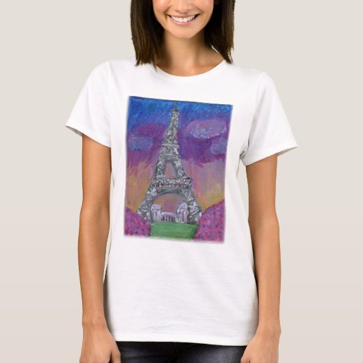 Kunstschilder voor Eiffel Tower Folk T-shirt (Voorkant)
