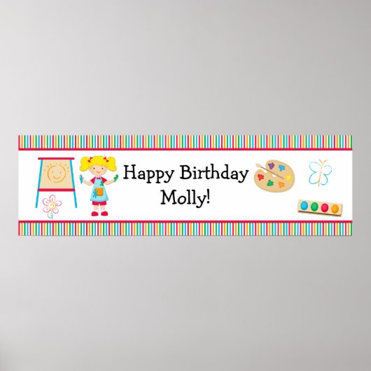 Kunstschilderende partij Birthday Banner 40x12 Poster (Voorkant)