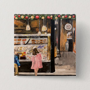 Kunstschilderij "Kolache at Kerstmis" van Therese  Vierkante Button 5,1 Cm