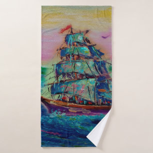 Kunstschilderij Oliekleurskoppie met geluk thailan Badhanddoek