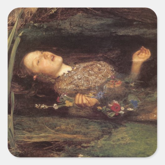 Kunstschilderij Ophelia Vierkante Sticker (Voorkant)