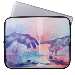 Kunstschilderij, surrealistische handbeschilderde laptop sleeve