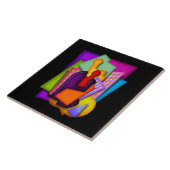 kunstschilderij van deco metropolis abstract tegeltje (Zijkant)