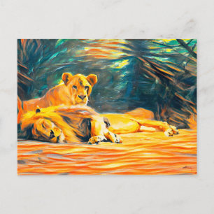 Kunstschilderij van Lion Briefkaart