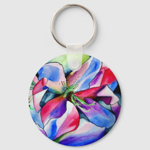 Kunstschilderij van Rainbow Azalea, waterverf Sleutelhanger