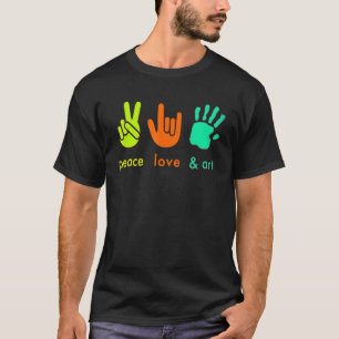 Kunstschildpad voor vredesliefdeskunst voor vinger t-shirt