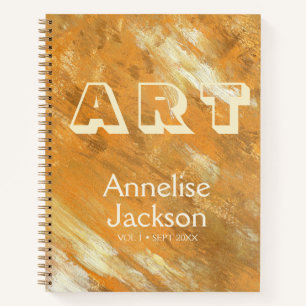 Kunstsketchbook naam gepersonaliseerd modern notitieboek