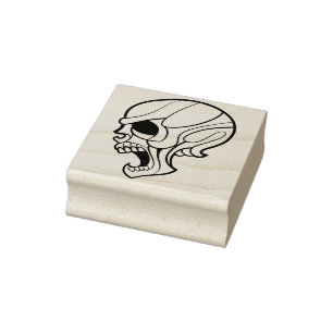 Kunststempel met moderne kunstschedel 	rubberstempel