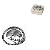 kunststempel voor kat en bed 	rubberstempel (Gestempeld)