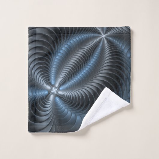 Kunststof Blauw Grijs 3D Fractal Art Modern Abstra Bad Handdoek (Wasdoekje)
