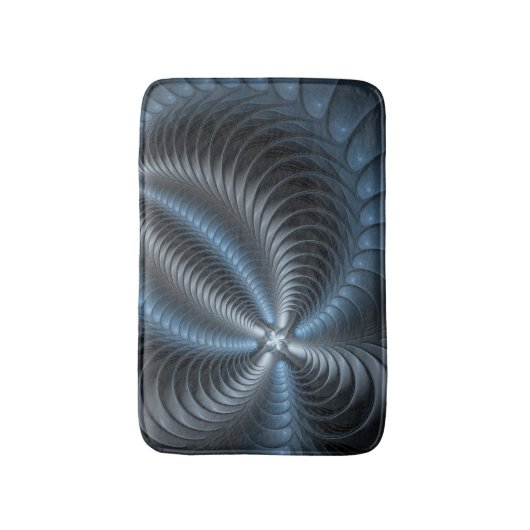 Kunststof Blauw Grijs 3D Fractal Art Modern Abstra Badmat (Voorkant Verticaal)