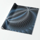 Kunststof Blauw Grijs 3D Fractal Art Modern Abstra Cadeaupapier (Uitgerold)