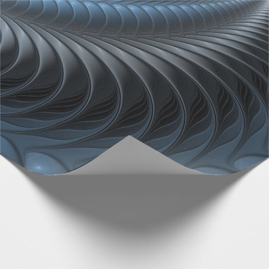 Kunststof Blauw Grijs 3D Fractal Art Modern Abstra Cadeaupapier (Hoek)