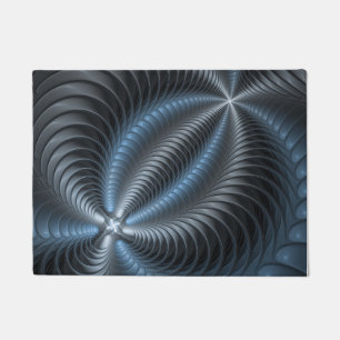 Kunststof Blauw Grijs 3D Fractal Art Modern Abstra Deurmat