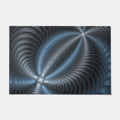 Kunststof Blauw Grijs 3D Fractal Art Modern Abstra Deurmat (Voorkant)