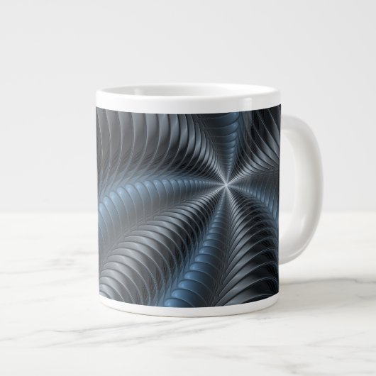 Kunststof Blauw Grijs 3D Fractal Art Modern Abstra Extra Grote Beker (Voorkant rechts)