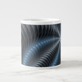 Kunststof Blauw Grijs 3D Fractal Art Modern Abstra Extra Grote Beker (Voorkant)