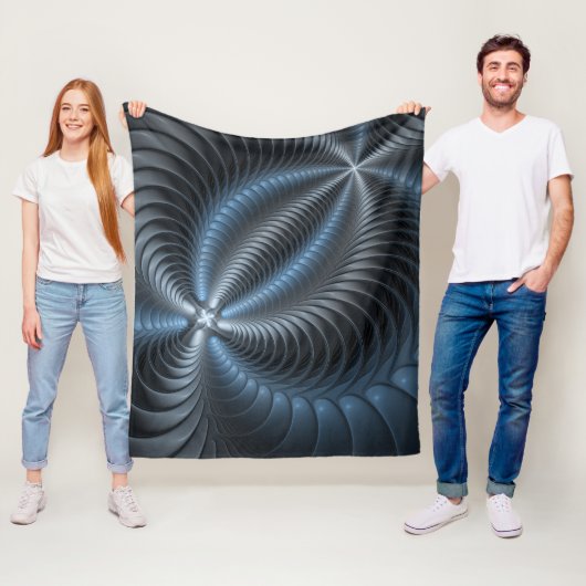 Kunststof Blauw Grijs 3D Fractal Art Modern Abstra Fleece Deken (In situ)