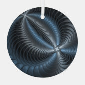 Kunststof Blauw Grijs 3D Fractal Art Modern Abstra Glas Ornament (Achterkant)