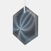 Kunststof Blauw Grijs 3D Fractal Art Modern Abstra Glas Ornament (Voorkant links)