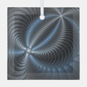 Kunststof Blauw Grijs 3D Fractal Art Modern Abstra Glas Ornament