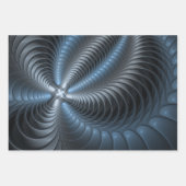 Kunststof Blauw Grijs 3D Fractal Art Modern Abstra Inpakpapier Vel (Voorkant)