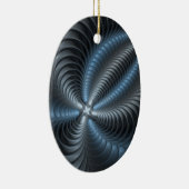 Kunststof Blauw Grijs 3D Fractal Art Modern Abstra Keramisch Ornament (Rechts)