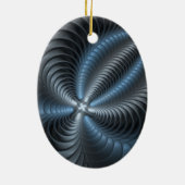 Kunststof Blauw Grijs 3D Fractal Art Modern Abstra Keramisch Ornament (Achterkant)