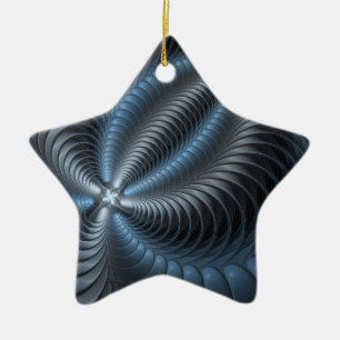 Kunststof Blauw Grijs 3D Fractal Art Modern Abstra Keramisch Ornament