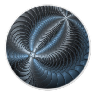 Kunststof Blauw Grijs 3D Fractal Art Modern Abstra Keramische Knop