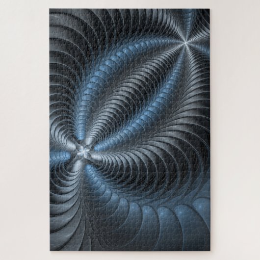Kunststof Blauw Grijs 3D Fractal Art Modern Abstra Legpuzzel (Verticaal)