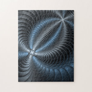 Kunststof Blauw Grijs 3D Fractal Art Modern Abstra Legpuzzel