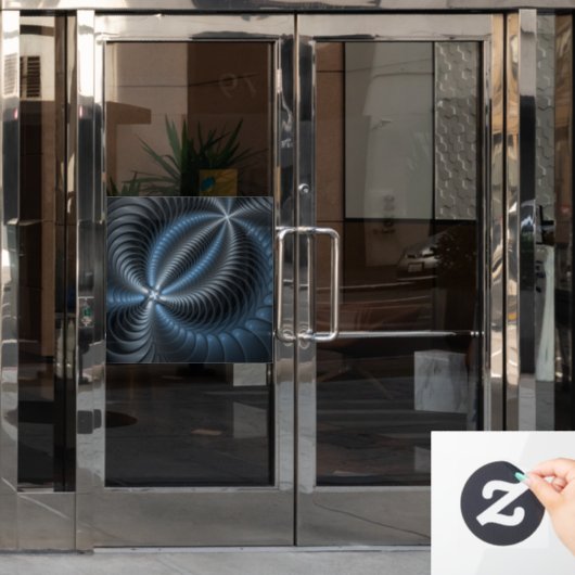 Kunststof Blauw Grijs 3D Fractal Art Modern Abstra Raamsticker (Kantoordeur)