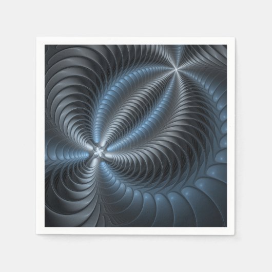 Kunststof Blauw Grijs 3D Fractal Art Modern Abstra Servet (Voorkant)
