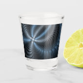 Kunststof Blauw Grijs 3D Fractal Art Modern Abstra Shot Glas (Voorkant)