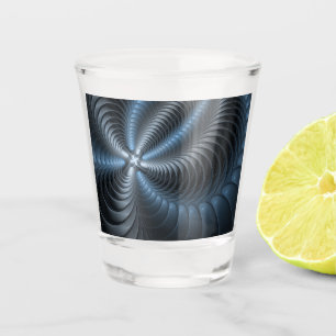 Kunststof Blauw Grijs 3D Fractal Art Modern Abstra Shot Glas