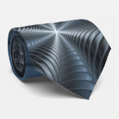 Kunststof Blauw Grijs 3D Fractal Art Modern Abstra Stropdas (Opgerold)