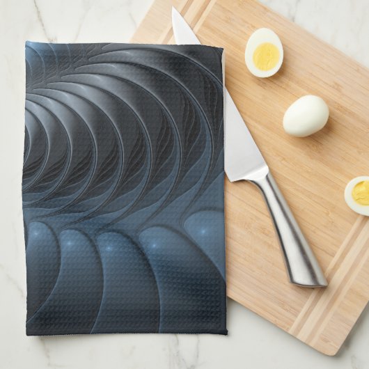 Kunststof Blauw Grijs 3D Fractal Art Modern Abstra Theedoek (Quarter Fold)